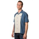 Steady Clothing Vintage Bowling Shirt - Contrast Crown Blue L