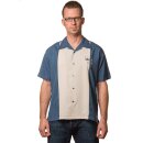 Steady Clothing Vintage Bowling Shirt - Contrast Crown Blau XL