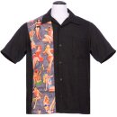 Steady Clothing Vintage Bowling Shirt - Pin-Up Print Panel
