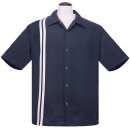 Steady Clothing Vintage Bowling Shirt - V-8 Racer Bleu foncé
