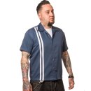 Steady Clothing Vintage Bowling Shirt - V-8 Racer Bleu foncé M