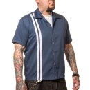 Steady Clothing Vintage Bowling Shirt - V-8 Racer Bleu foncé M