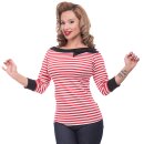 Steady Clothing Bluse - Striped Boatneck Rot S