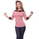 Steady Clothing Blouse - Striped Boatneck Red L
