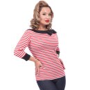 Steady Clothing Bluse - Striped Boatneck Rot XL