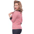 Steady Clothing Bluse - Striped Boatneck Rot XXL