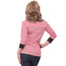 Steady Clothing Bluse - Striped Boatneck Rot XXL