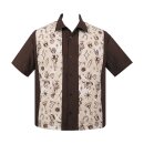 Steady Clothing Vintage Bowling Shirt - Vegas Lights Panel Brown