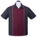Chemise de bowling Vintage Vêtements Réguliers - Diamond Stitch Rouge bordeaux S