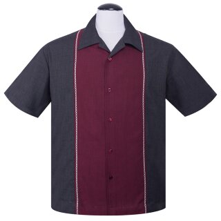 Steady Clothing Vintage Bowling Shirt - Diamond Stitch Burgunderrot L