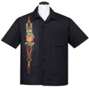 Rat Fink de Steady Clothing Vintage Bowling Shirt - Pinstripe Panel