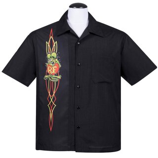 Rat Fink by Steady Clothing Vintage Bowling Shirt - Pinstripe Panel XL