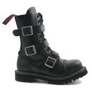 Angry Itch Leather Boots - 10-Eye Ranger Buckles Black 38