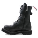 Angry Itch Leather Boots - 10-Eye Ranger Buckles Black 41