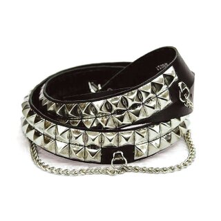 Rock Daddy Belt - Pyramids 2 rows with Chain 100cm