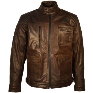 King Kerosin Biker Leather Jacket - Blanko Brown XXL
