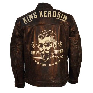 King Kerosin Biker Lederjacke - Dirty Rider Braun S