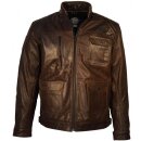 King Kerosin Biker Leather Jacket - Dirty Rider Brown 3XL