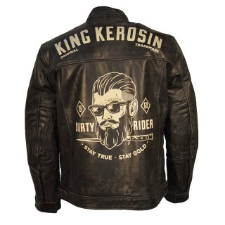 Veste en cuir King Kerosin Biker - Dirty Rider Noir
