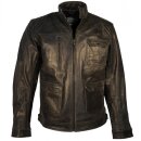 King Kerosin Biker Leather Jacket - Dirty Rider Black L