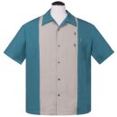 Chemise de bowling vintage de vêtements stables - le hachuré Turquoise M