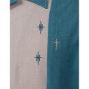 Chemise de Bowling Vintage Steady Clothing - Le Crosshatch Turquoise L