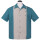 Steady Clothing Vintage Bowling Shirt - The Crosshatch Turquoise XL