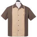Steady Clothing Camisa de bolos antigua - El marrón de Crosshatch