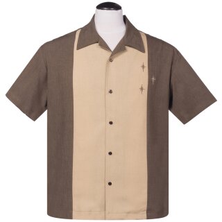 Steady Clothing Vintage Bowling Shirt - The Crosshatch Brown XXL