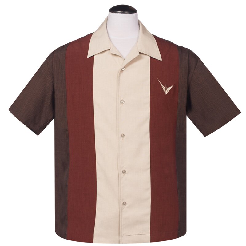 Steady Clothing Vintage Bowling Shirt - Mad Atomic Men Brown, € 59,90