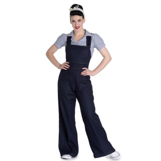 Hell Bunny Dungarees - Emmeline Navy Blue XS