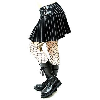 Lovelezz Mini Pleated Skirt - Buckle Mini Stripe Black S