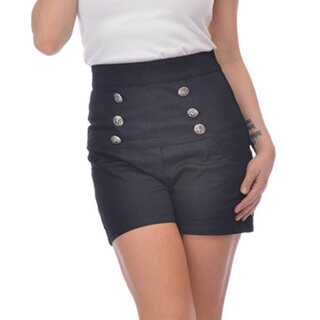 Steady Clothing Damen Shorts - Anchor Button Schwarz