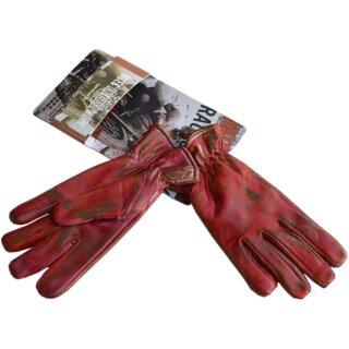King Kerosin Ladies Leather Biker Gloves - Work Glove Faded Red M
