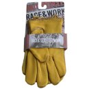 King Kerosin Leather Biker Gloves - Work Glove Golden Yellow XL