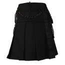 Black Pistol Denim Mini Skirt - Chain Skirt