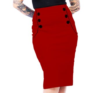 Steady Clothing High-Waist Pencil Skirt - Vivian Wiggle Red L