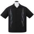 Steady Clothing Vintage Bowling Shirt - Flame N Hot Black