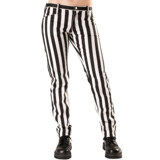 Black Pistol Jeans Trousers - Close Pants Stripe White 32