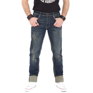 King Kerosin Jeans Trousers - Farmer Destroyed Coffee W32 / L32