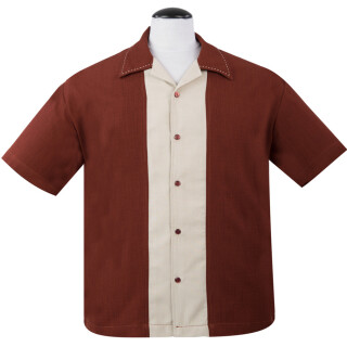 Camisa de bolos vintage de Steady Clothing - Big Daddy Rust Brown XL