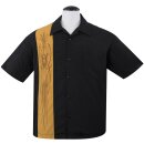 Steady Clothing Vintage Bowling Shirt - V8 Pinstripe Panel Jaune moutarde XL