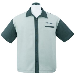Steady Clothing Vintage Bowling Shirt - Retro, Rad and Ready Grau L