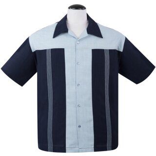 Steady Clothing Vintage Bowling Shirt - The Oswald Navy Blue S