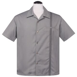 Steady Clothing Vintage Bowling Shirt - The Six String Grey S