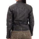 Queen Kerosin Leather Biker Jacket - Kontrast Black M