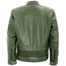 King Kerosin Biker Leather Jacket - Racer Stripes Olive L