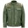 King Kerosin Biker giacca in pelle - Pilota strisce verde oliva L