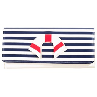 Dancing Days Clutch with Shoulder Chain - Vintage Nautical White