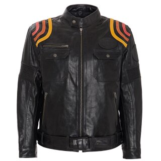 King Kerosin Biker Leather Jacket - Cafe Racer Black